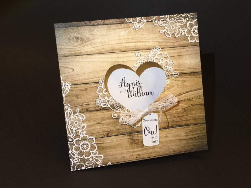 Tampon Mariage Aladine - Cœur De Mots En Bois Blanc - Faire-Part DIY - Scrapbooking Créatif