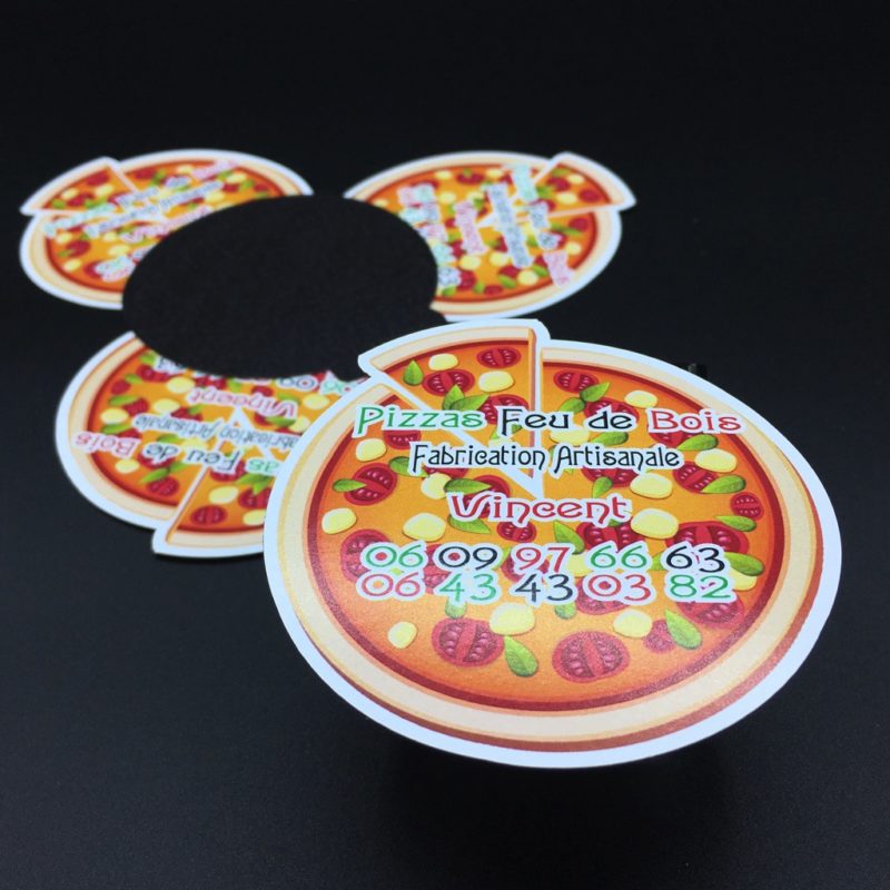 Flyers Magnétiques forme pizza pour food truck Pizza au feu de bois Imprimerie ICB Flyers Magnétiques forme pizza pour food truck Pizza au feu de bois Imprimerie ICB