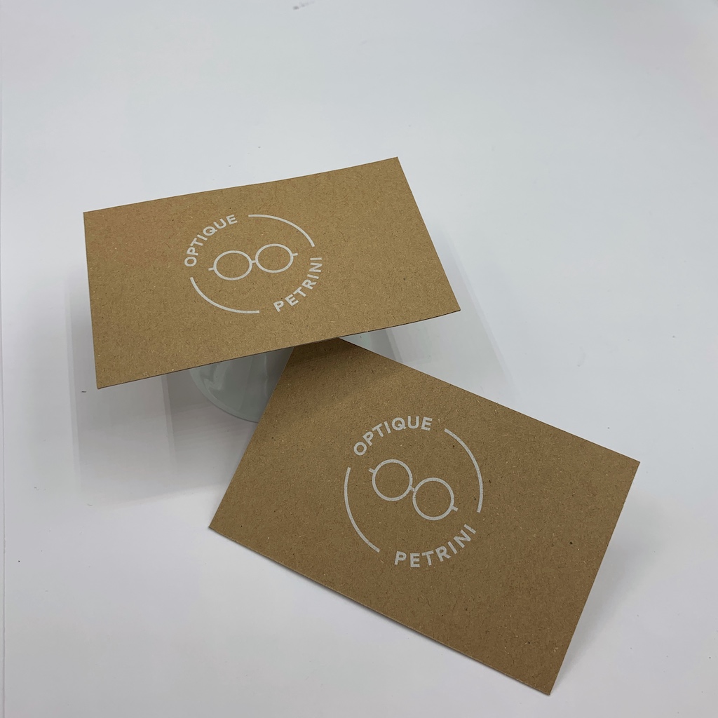 Cartes de visite Opticien en impression blanche sur papier Kraft