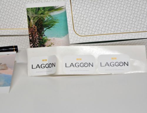 Etiquettes logo pour pochette invitation – Adhésif PET  – Découpe laser mi-chaire en planche