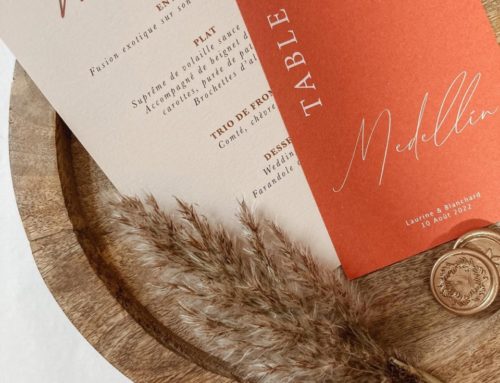 Menu et plan de table mariage terracota – Keaykolour biscuit – Materica Terra Rossa