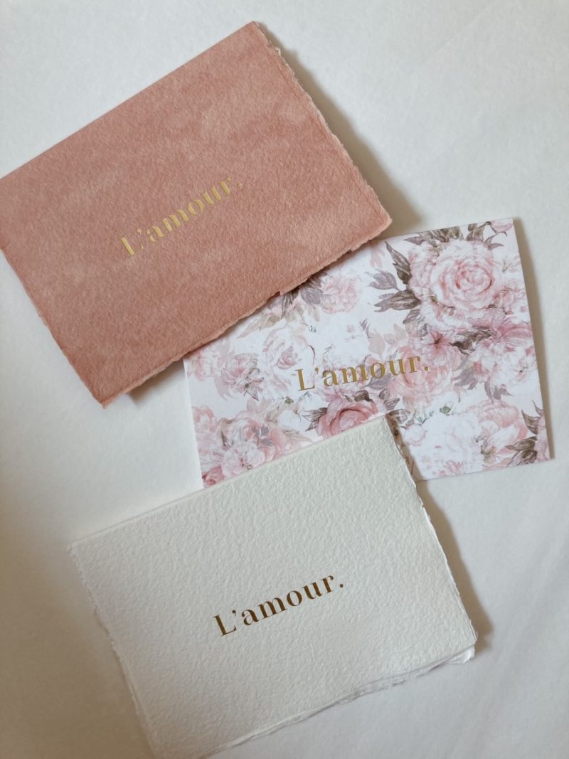 Cartes message Amour sur papiers faits mains couleurs écru et nude avec ...