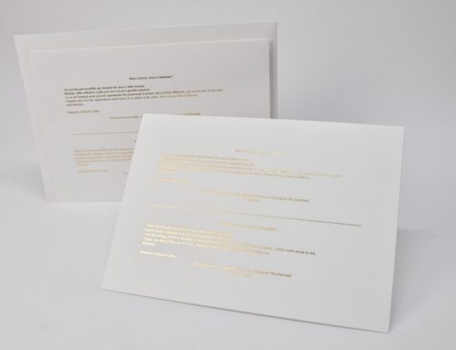 Carte de remerciements joaillerie avec enveloppe assortie – Marquage à chaud or brillant – Old Mill Premium White