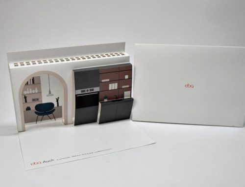 Cartes d’invitation cuisiniste en pop up 3D – Pelliculage Mat et découpe laser