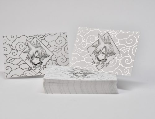 Cartes de visite Manga artiste Tatoueur – dorure numérique argent – Pelliculage mat