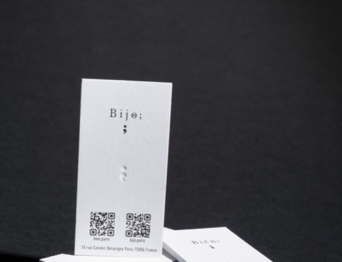 Mini cartes de visite pour concept store beauté japonais – Impression noir – Gaufrage sans impression – Papier pur coton Cocaïne 350g