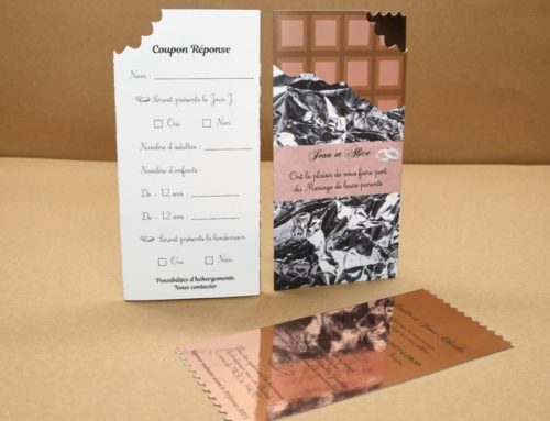 Faire-pat de mariage tablette de chocolat avec ticket d’or rose gold – Découpe  sur mesure des crocs – Pochette et cartons